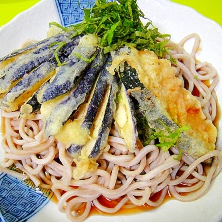 茄子&かぼちゃ天乗せ♡冷やしそば